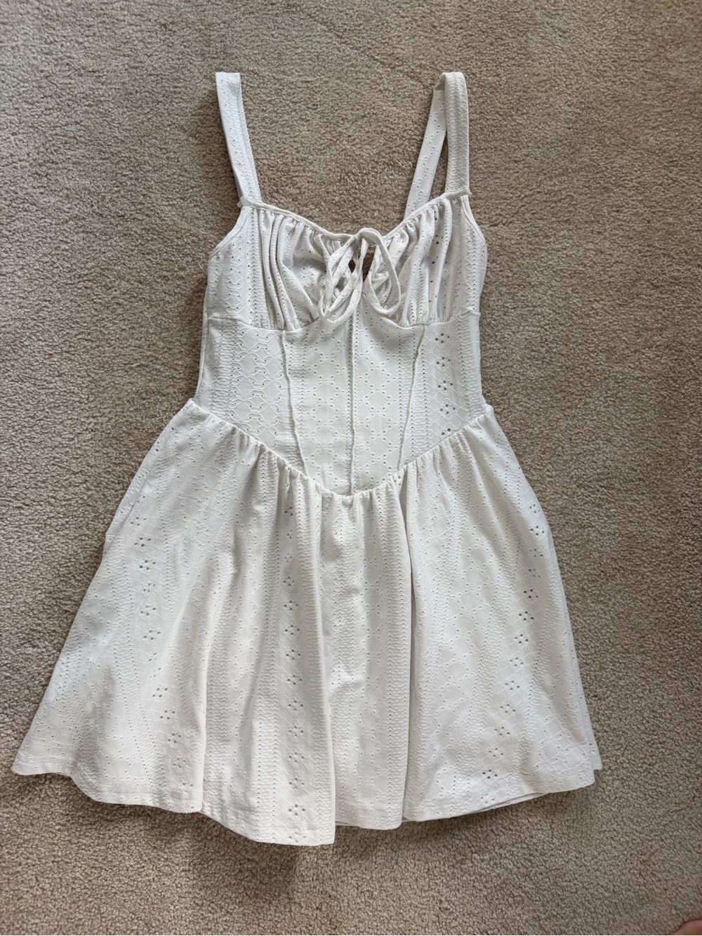 White Eyelet Tie-Front Mini Dress